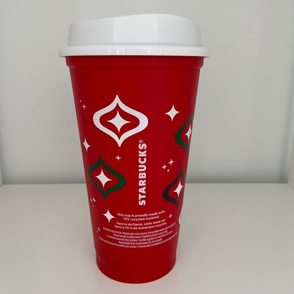 Starbucks Red Holiday Reusable Coffee Cup 16 Oz With White Lid - Picture 3 of 13